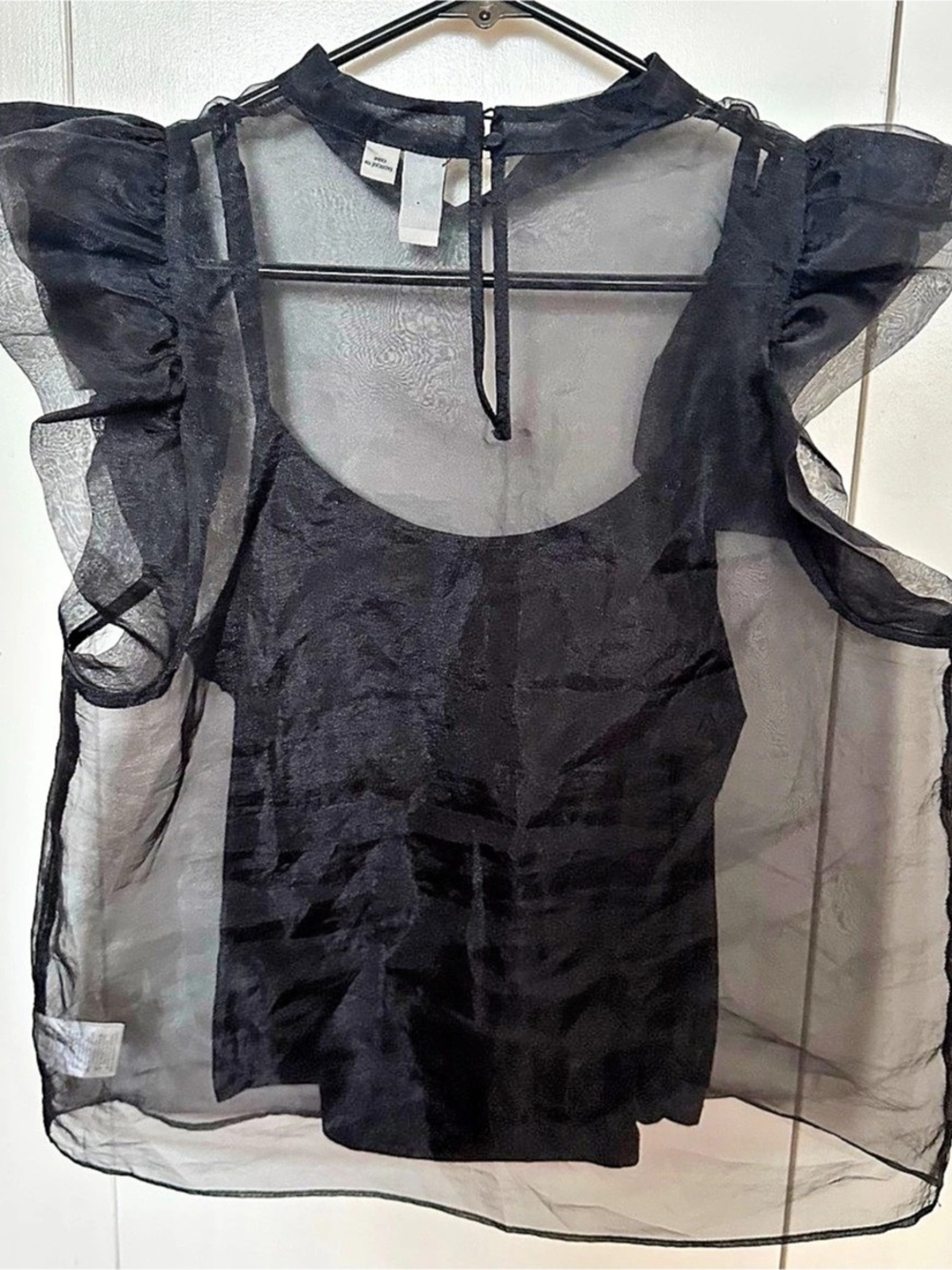 Joie Sheer Organza Ruffle
Sleeve Blouse with Removable
Camisole M